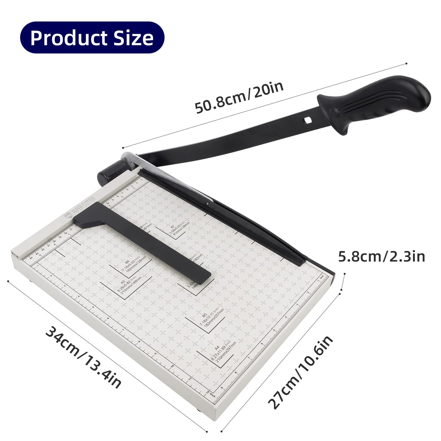 ZEQUAN 13 Inch Heavy Duty A4 Paper Cutter, Metal Base Guillotine Paper Trimmer, 10 Sheet Capacity Stack Paper Slicer for Office Home School
