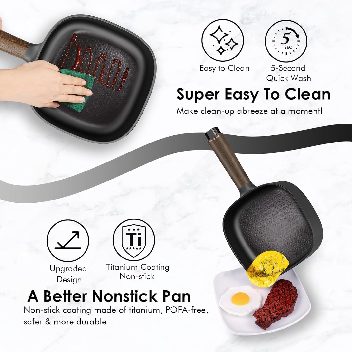 CULLINSSS 2L Hot Pot Electric with Steamer, Portable Electric Pot with Upgrade Titanium Nonstick Coating for Dorm, Office, Travel, Multi Cooker Pot for Ramen, Soup, Oatmeal (Tongs Included)
