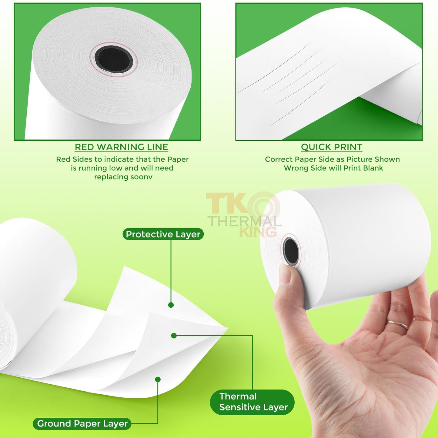 TK Thermal King, (30 Rolls) 3 1/8" x 230' Thermal Paper, POS Receipt Paper for Retail Business Cash Register, Fits Most Credit Card Terminal Point Of Sale