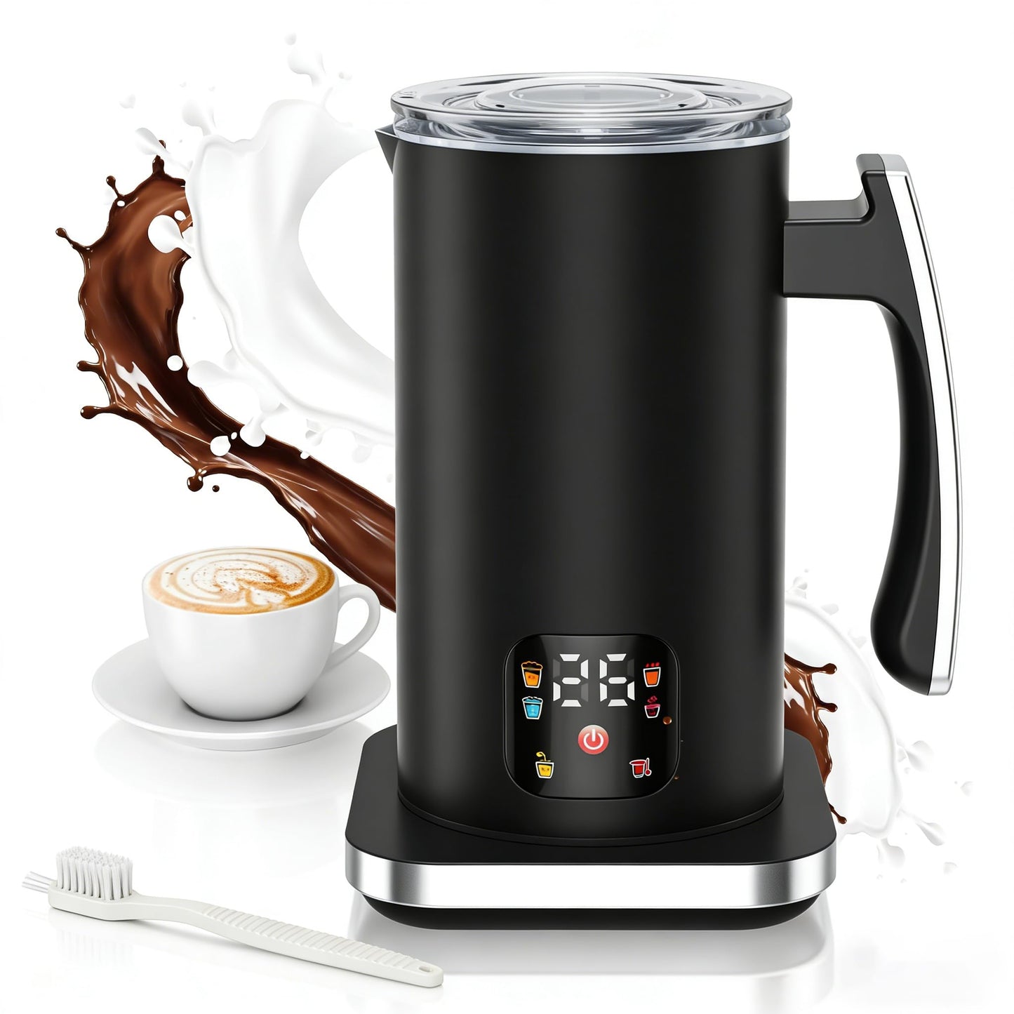 Automatic Milk Frother 6-in-1, Electric Milk Frother and Steamer 420ml, Milk Steamer and Frother for Latte, Coffee Frother Machine, Warm and Hot Chocolate Maker, Cold Foam Maker, Cappuccinos