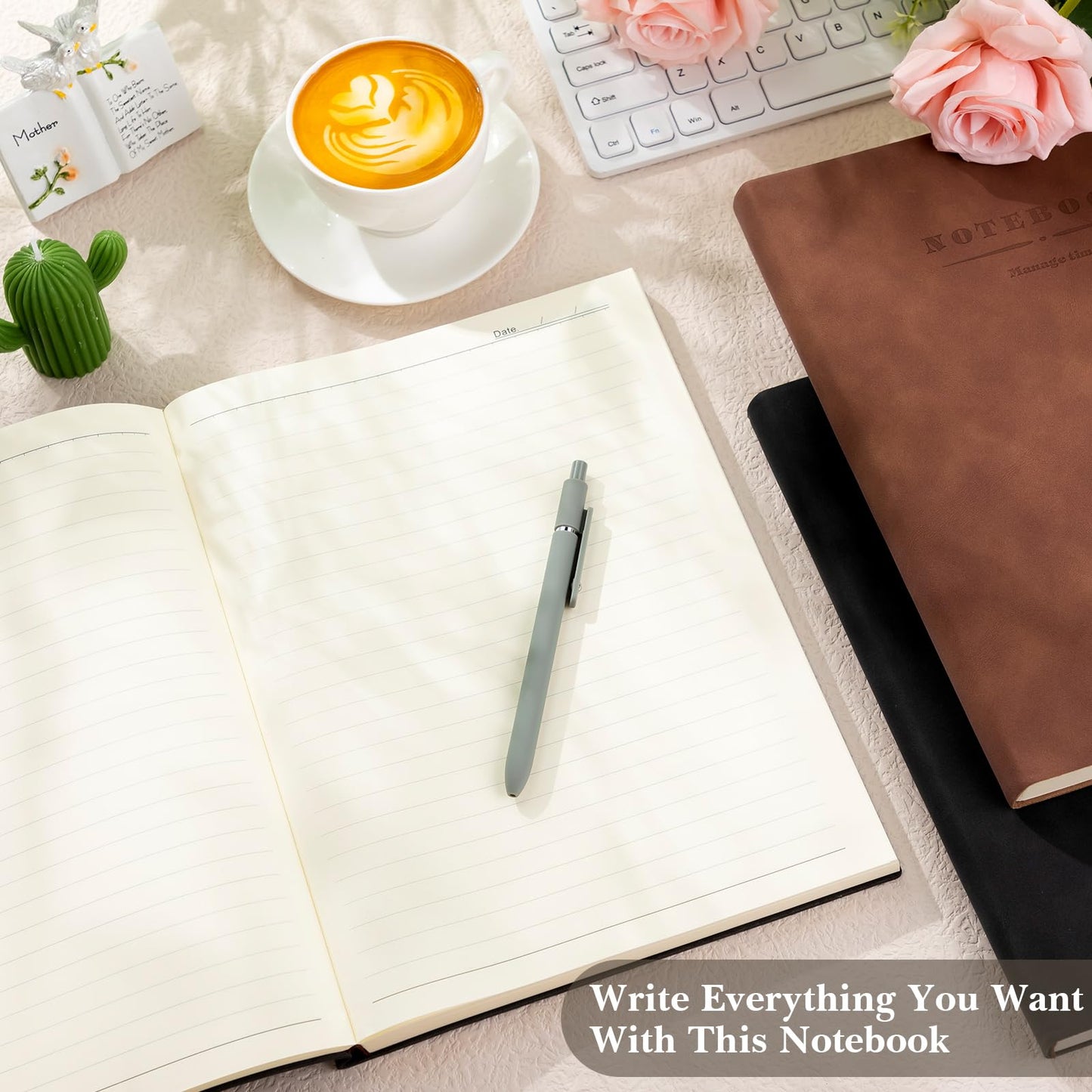 SATINIOR 5 Pack A4 Notebooks Large Journal 360 Pages Leather Softcover Hardcover Notebooks Thick Paper Lined Note Writing Notepad for Travel Office School Business, 8.5'' x 11''(Mixed Color)