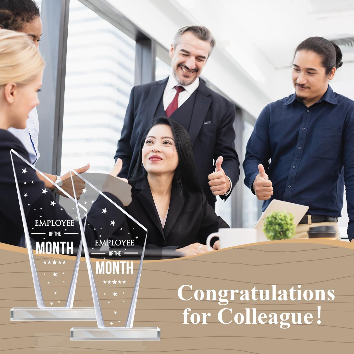 Roowest 8 Pcs Employee of The Month Plaque Trophy Employee Month Appreciation Award Gifts Bulk Coworker Acrylic Trophy Reward Sign Keepsake for Teacher Nurse Colleague Staff Volunteer Team Office