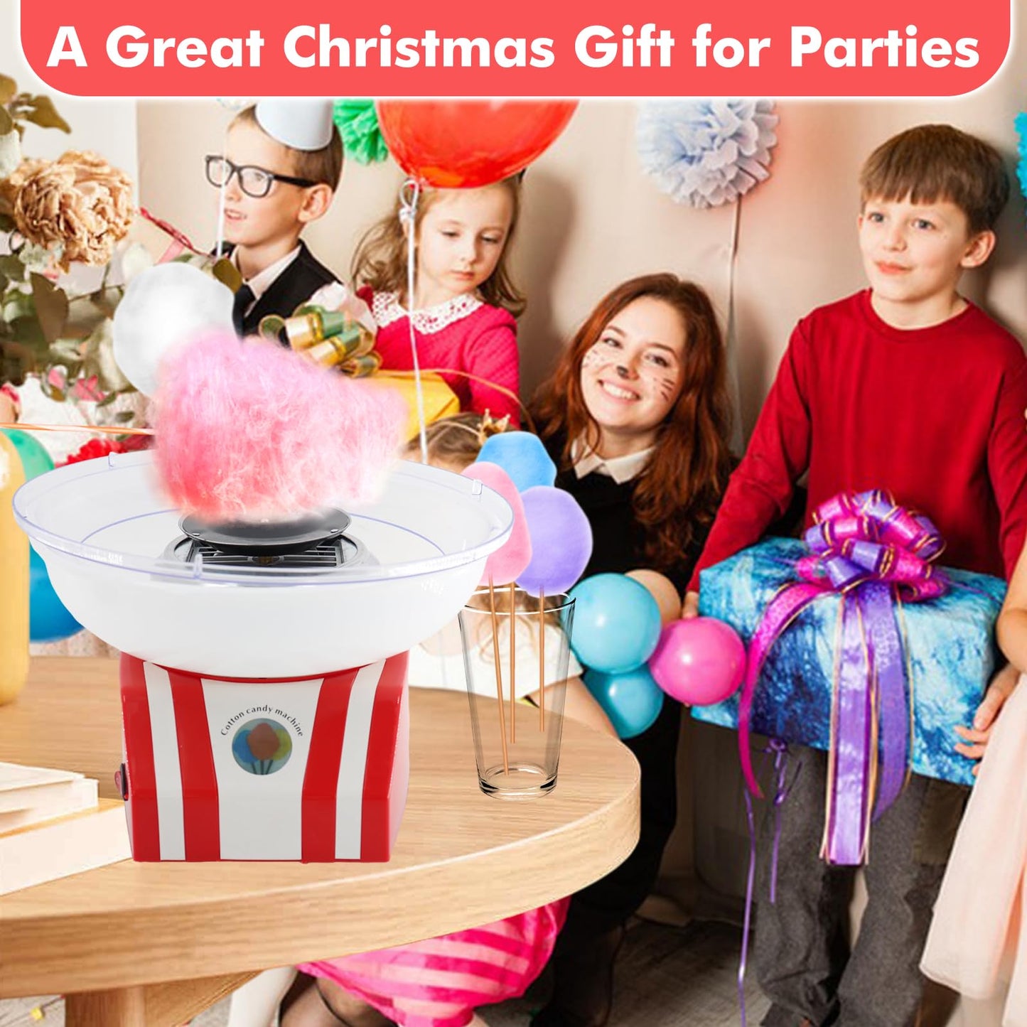 Cotton Candy Machine for Kids, Cotton Candy Maker Machine Candy Candy Floss Maker for Home Birthday Family Party Christmas Gift
