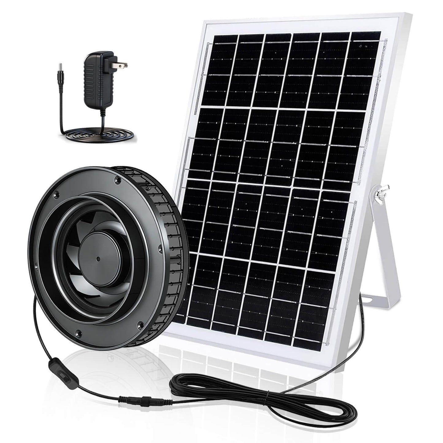 Solar Exhaust Fan with 20W Solar Panel, 12V DC Powered Ventilation Fan, 3.6W, 430 CFM Airflow, 2500 RPM, for Shed, Chicken Coop, Attic, Roof Vent