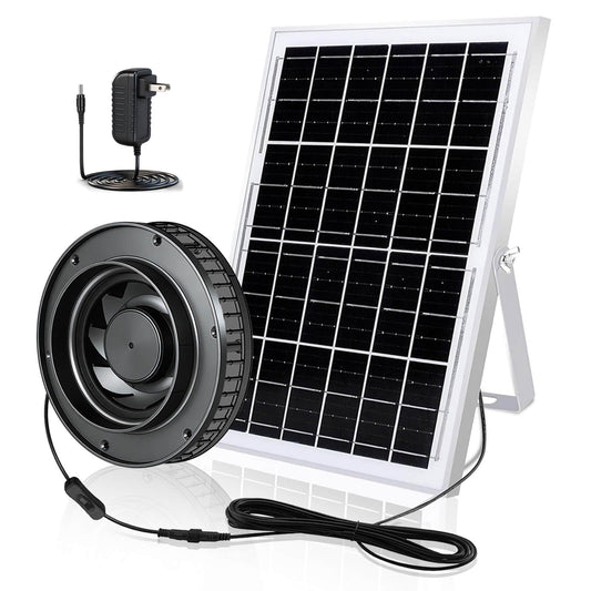Solar Exhaust Fan with 20W Solar Panel, 12V DC Powered Ventilation Fan, 3.6W, 430 CFM Airflow, 2500 RPM, for Shed, Chicken Coop, Attic, Roof Vent