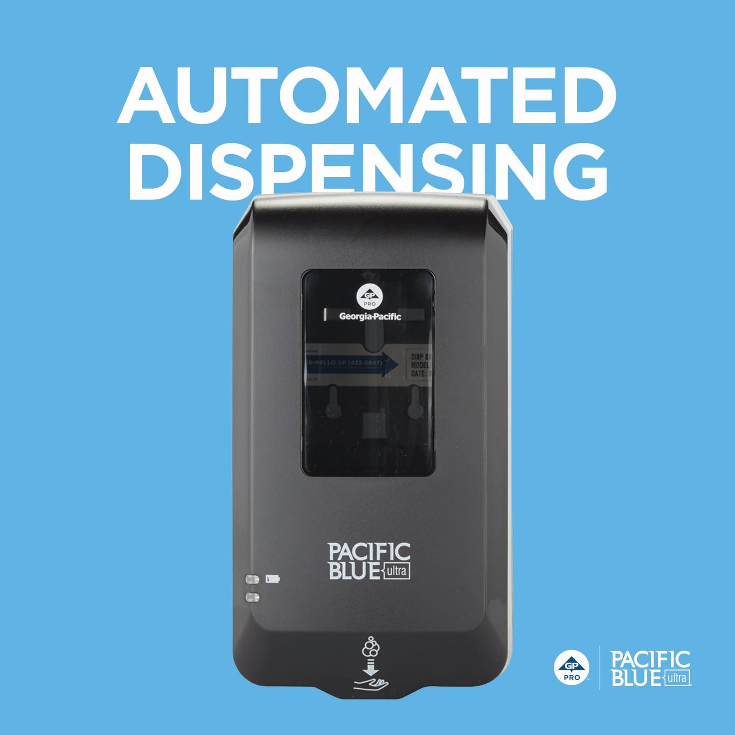 Georgia-Pacific (53590) Pacific Blue Ultra Automated Soap Dispenser, Black, Wall Mounted, Easy To Install & Maintain, Batteries Included