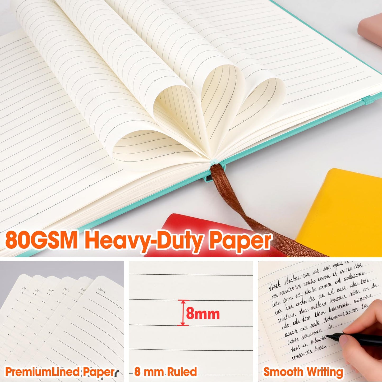 BGUP 24 Pack Lined Journal Notebook for Work, 200 Pages, Medium 5.5" x 8.3", A5 College Ruled Notebook, 6 Colors, Hardcover Journaling Notebooks for Writing, Note Taking