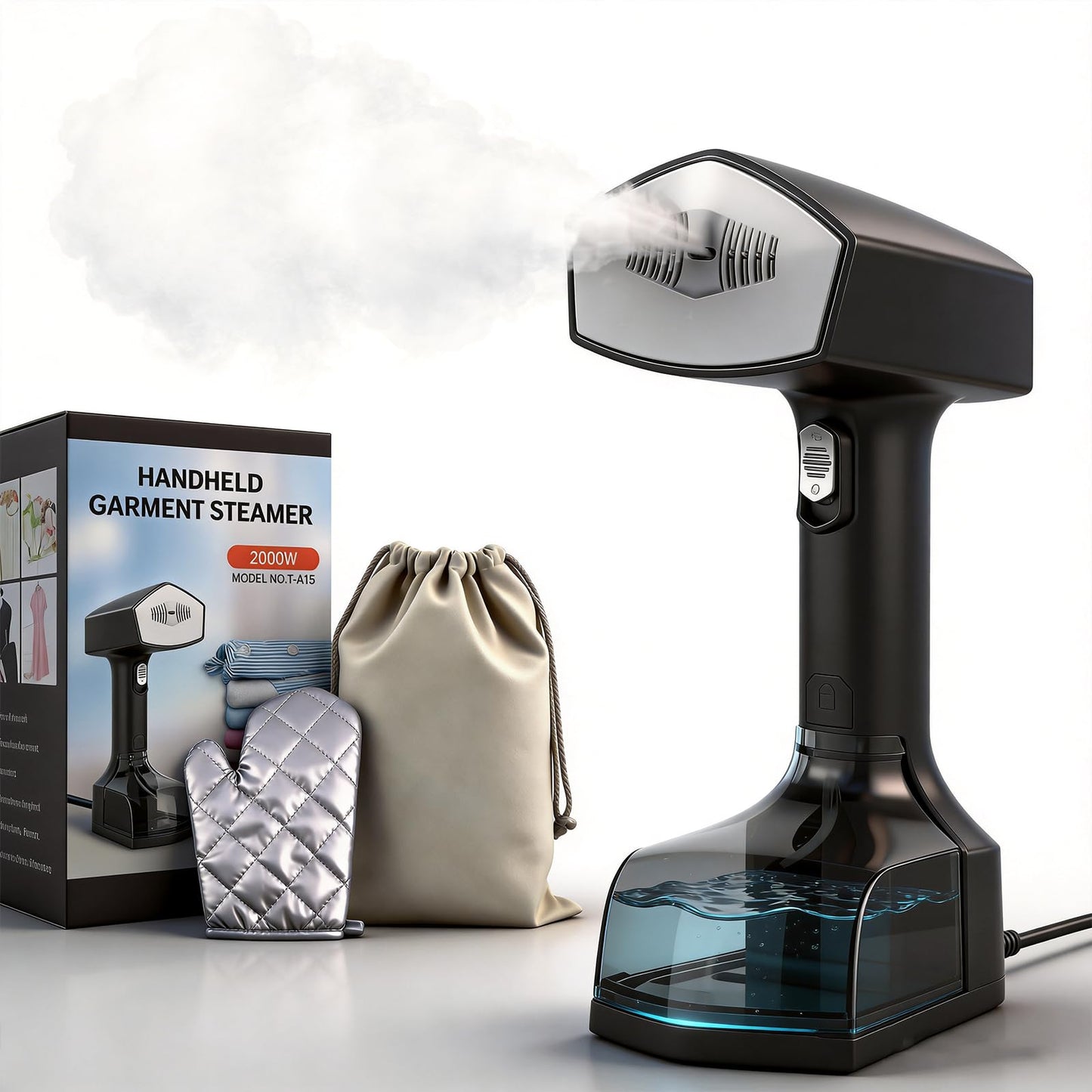 2000W Powerful Handheld Steamer for Clothes, 10-Second Heat-Up, 40g/min Steaming, 350ml Tank, 3 Adjustable Settings & Leak-Proof Design, Portable Garment Steamer for Travel and Home Use