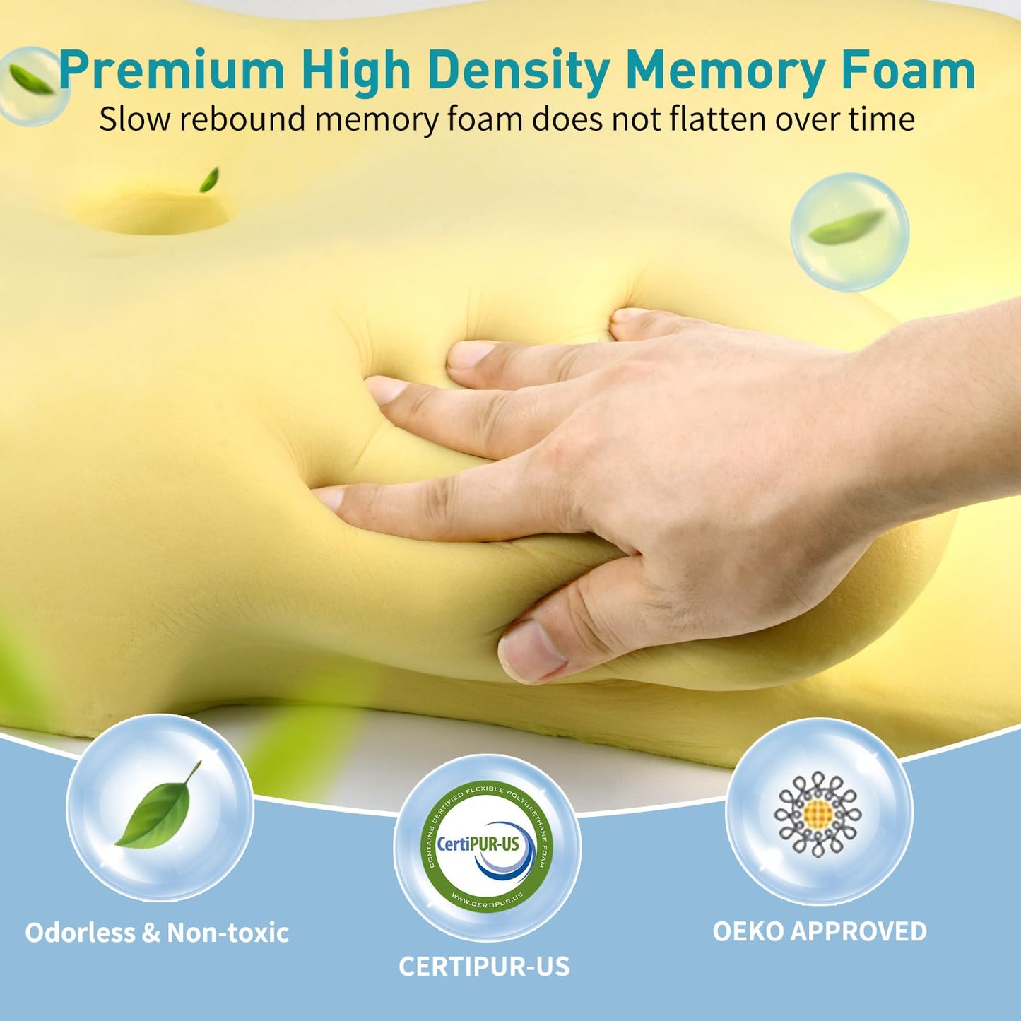 Cervical Neck Pillow for Pain Relief - Ergonomic Side Sleeper Pillow for Neck Support, Contour Pillow for Bed Sleeping, Cooling Memory Foam Pillows Orthopedic Pillow for Back Stomach Sleepers