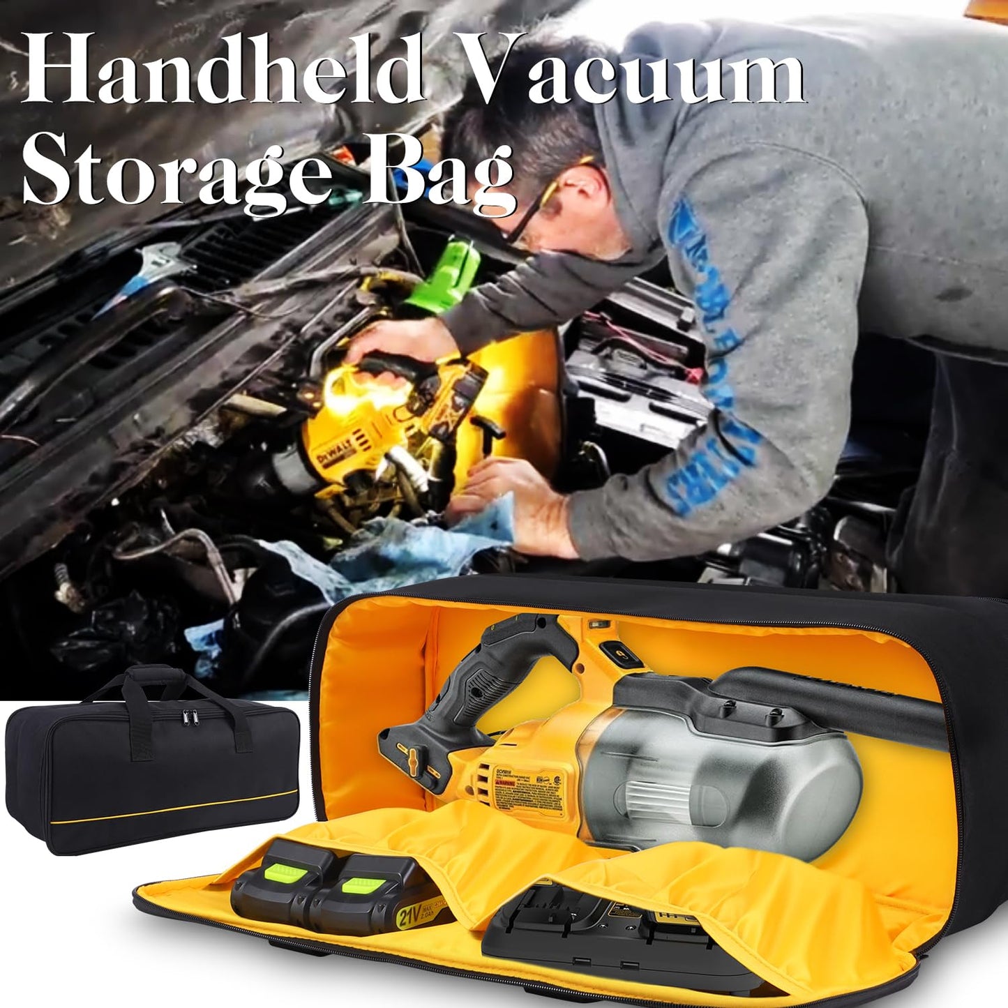 TEFGTER Carrying Bag Compatible with DEWALT 20V Cordless Handheld Vacuum DCV501HB,Large Space Storage Bag for Cordless Handheld Vacuum Cleaner,Storage Case with Extra Pockets,Case Only