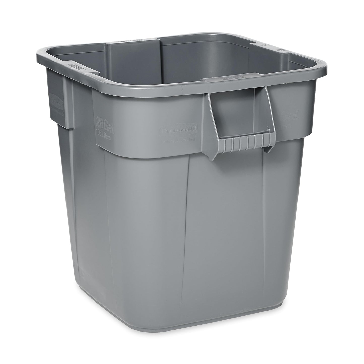 Rubbermaid Commercial LLDPE Square Brute 28-Gallon Trash Can without Lid, Gray, For Restaurants/Garages/Offices/Mailrooms/Classrooms