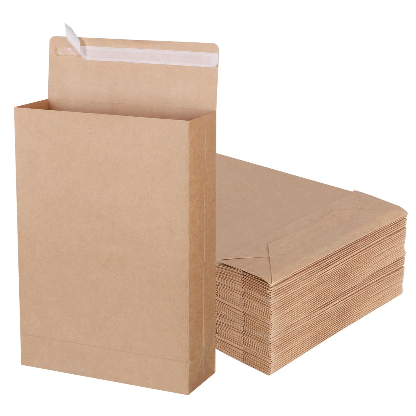 zmybcpack 50 Pack 9.4" x 13.2" Expandable Catalog Envelopes, Large Kraft Document Envelopes Self Seal Manilla Envelopes Mailing for Documents, Magazines, Photos