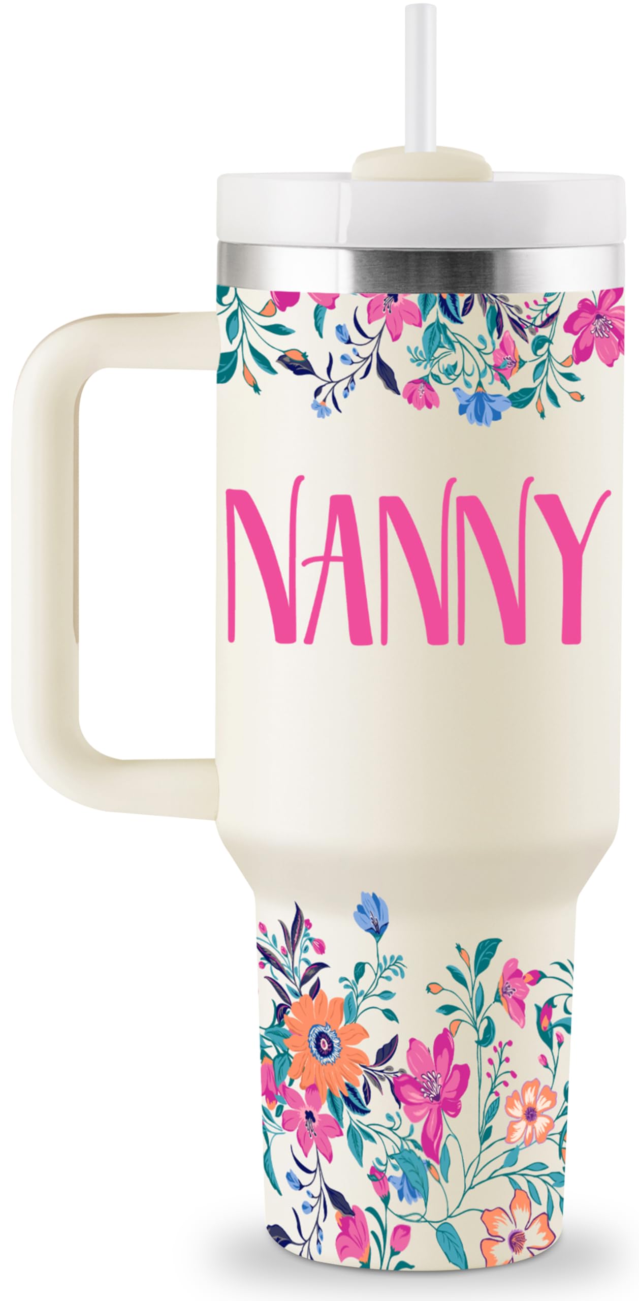 ROSTANTEN Nanny Gifts for Nanny Gifts for Grandma from Grandkids for Birthday Mothers Day Christmas 40oz Travel Cup Insulated Tumbler with Lid & Straw