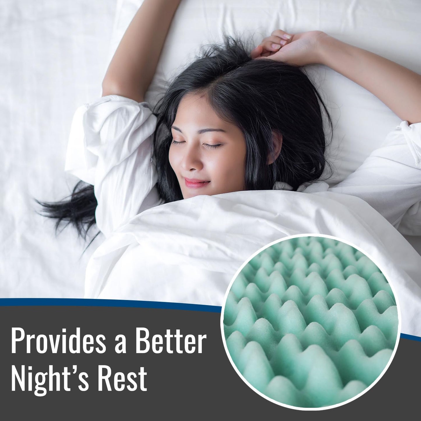 DMI Twin XL Mattress Topper Egg Crate Foam Mattress Topper for Pressure Relief, Weight Distribution & Enhanced Airflow Dorm Bed Mattress Topper 2 Inch - Improved Comfort & Alignment- Blue