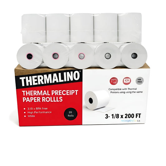 (20 Rolls) 3 1/8' Premium Thermal Paper Rolls BPA-Free 80mm Thermal Receipt Paper for POS Systems, Clover, Square Terminal, Epson, Star TSP100lI, Debit/Credit Card Machines, Cash Registers