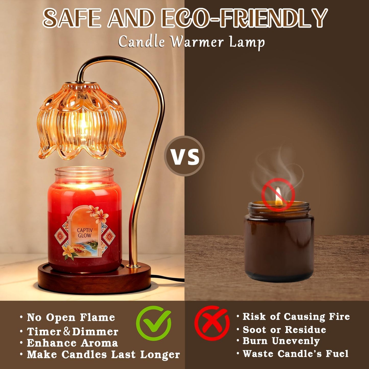 Funistree Flower Candle Warmer Lamp with Timer, Dimmable Candle Lamp Warmer, Mothers Day Birthday Gifts for Women Her Mom, House Warming for New Home Decor, Lotus Wax Warmer for Yankee Candles