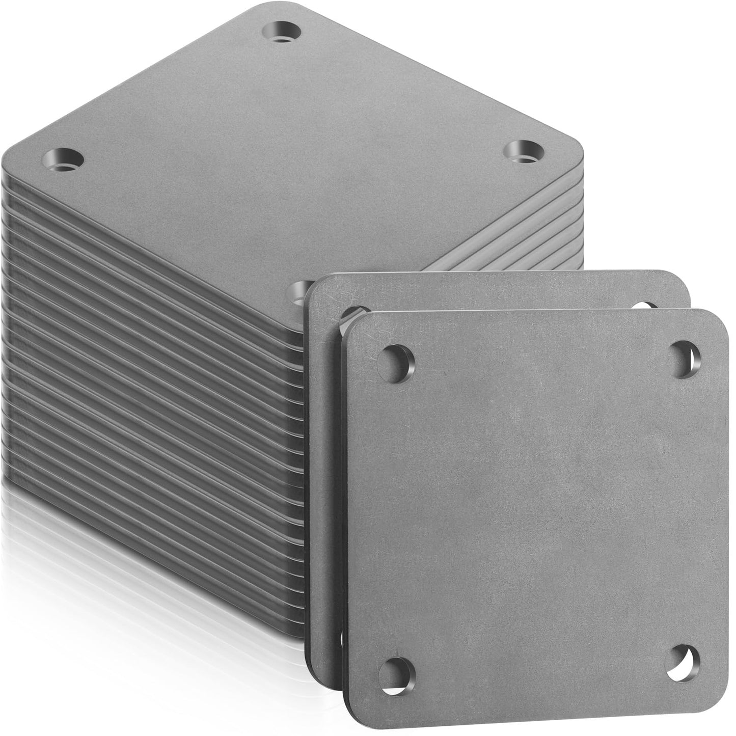 12 Pcs A36 Steel Plate Hot Rolled Steel Plate Base with 4 Holes 3/8 Inch Diameter, 3/16 Inch Thick Weldable Metal Sheet for Structure Support and Industrial Use (4 x 4 Inch)