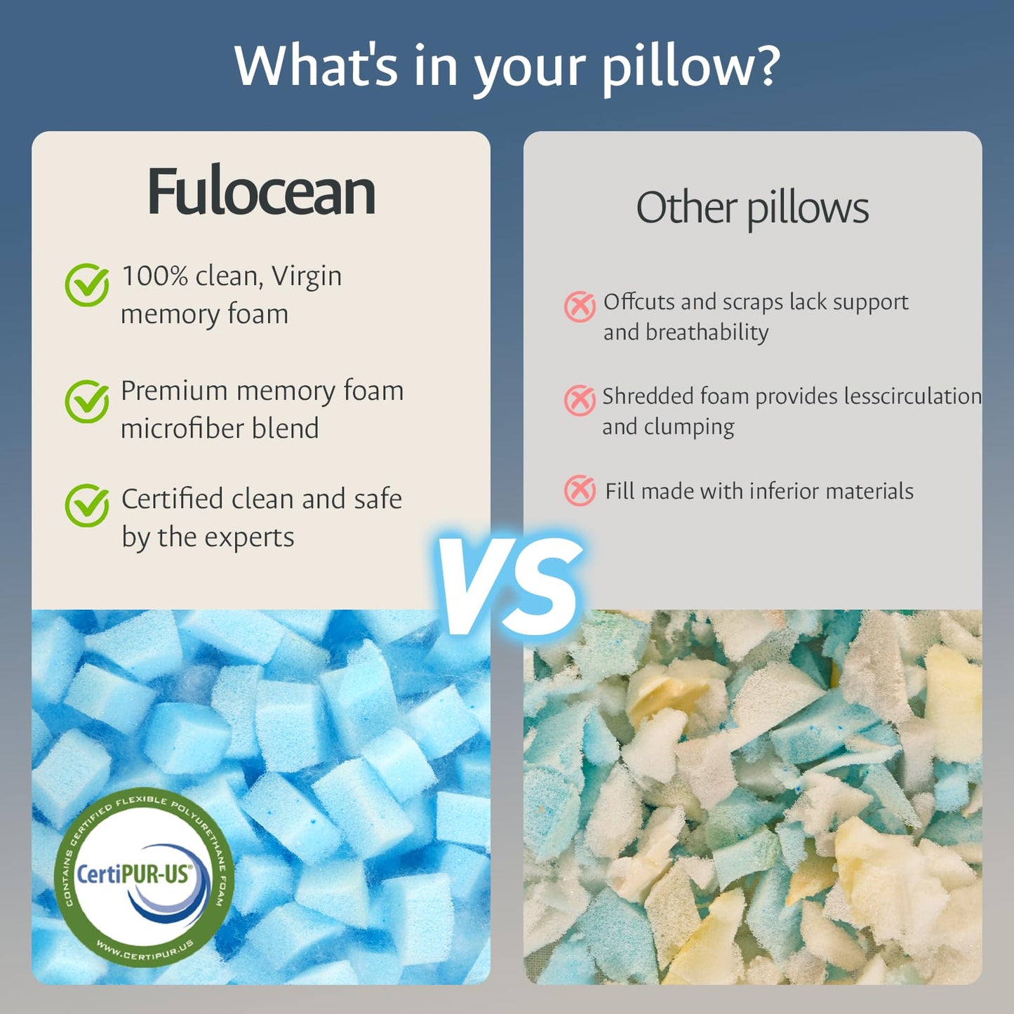 Cooling Gel Memory Foam Pillows Queen Size Set of 2 for Sleeping, Bamboo Rayon Adjustable Firm Shredded Foam Cool Bed Pillows 2 Pack for Side, Back, Stomach, Hot Sleepers Soft Yet Support, CertiPUR-US