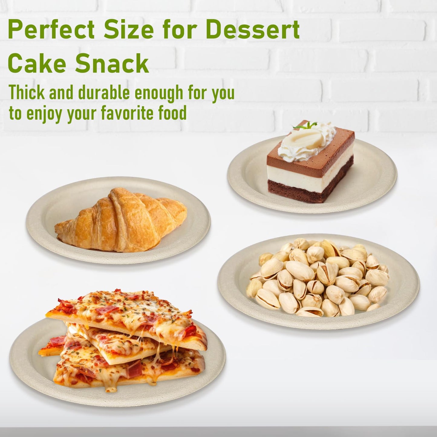 Uniecocus Paper Plates Bulk 500 Count, 100% 6 inch Small Compostable Biodegradable Dessert Disposable Plates