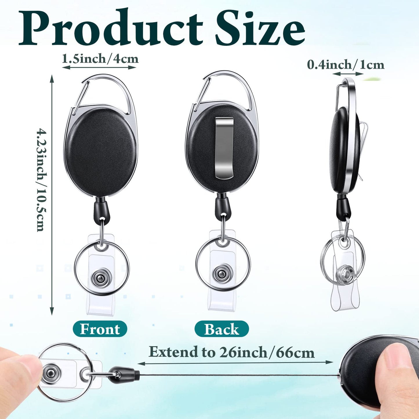 Laumoi 80 Pcs Retractable ID Badge Holder Name ID Badge Reel Clips Keychain Bulk with Belt Clip and Key Ring for Office Worker Teacher Doctor Nurse Employee (Black)