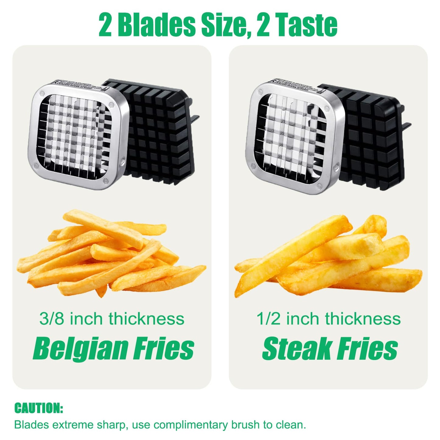 Eascandy French Fry Cutter, Heavy Duty Potato Slicer, Stainless Steel Potato Chopper Set with 1/2 and 3/8 Inch Blades for Sweet Potato, Carrot, Yam, Cucumbers.