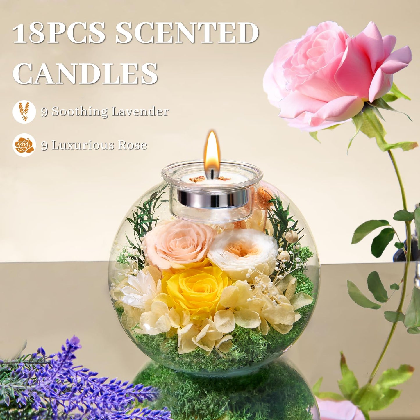 Mothers Day Rose Gifts for Mom Birthday Gift for Women Flowers for Delivery Preserved Flowers Forever Eternal Rose in Glass Dome Mother’s Day Flower Gifts for Wife Grandma Sister Daughter, Champagne