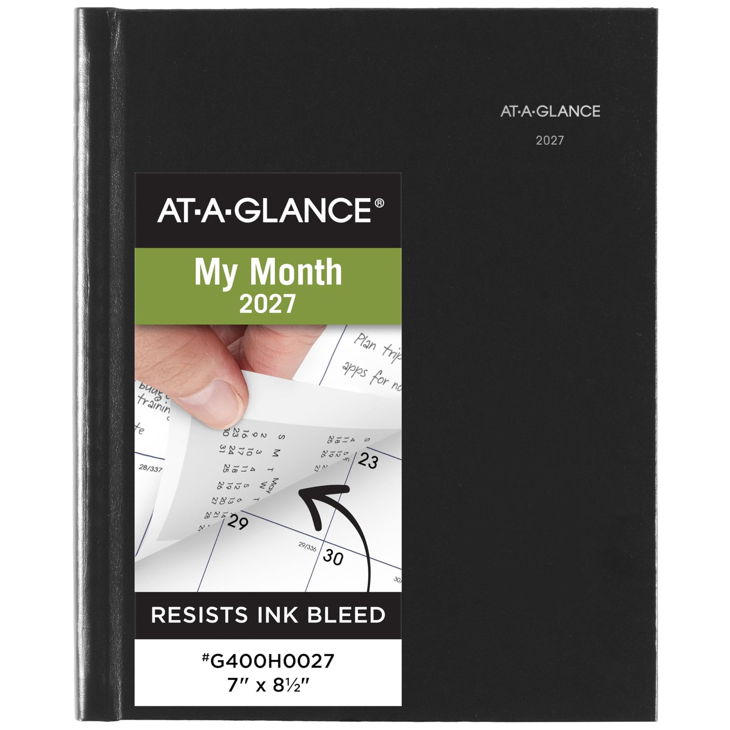 AT-A-GLANCE 2027 Planner, Monthly, 7" x 8.5", Tabbed, Unruled Daily Blocks, Hardcover, DayMinder, Black (G400H0027)