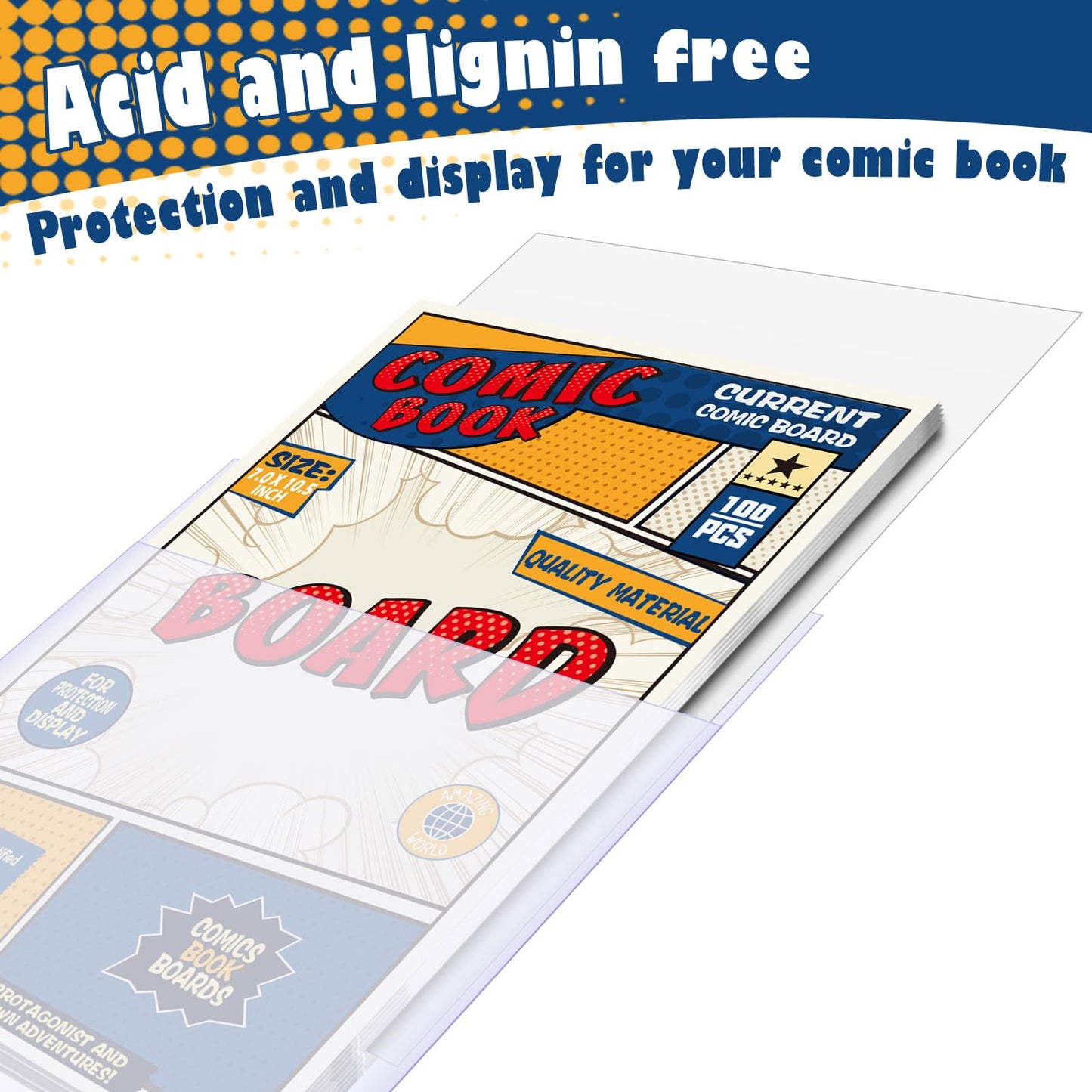 Leffis 200 Count Comic Book Current Size Bags and Boards Transparent Acid-Free and Reusable Comic Book Sleeves for Regular Comics (Bags and Boards X 200PCS)