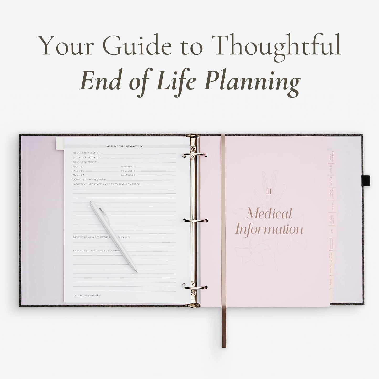 End-of-Life Planner Gracious Goodbye – Thoughtfully Designed Organizer for Final Wishes, Estate Planning, and Family Documents - Merlot