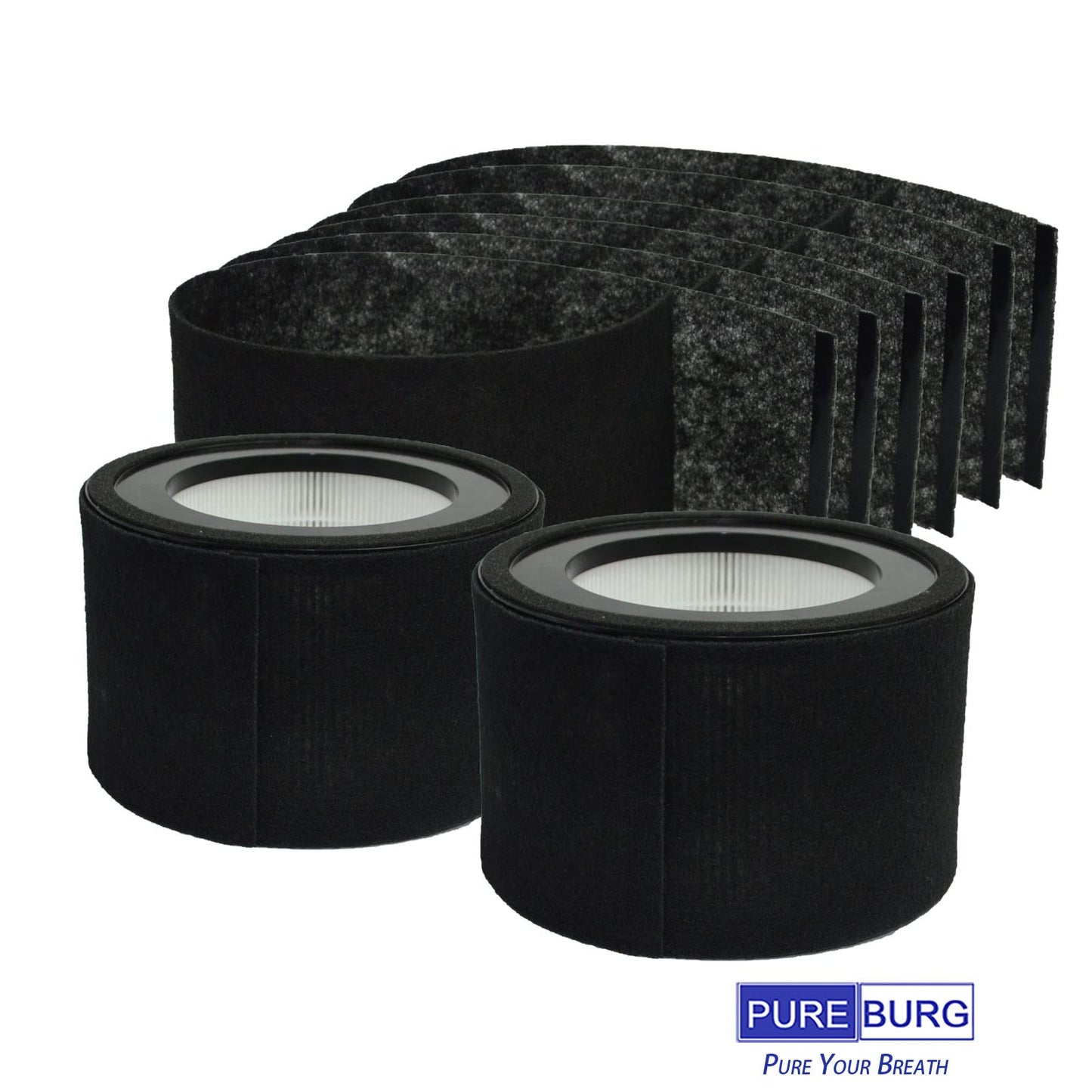 PUREBURG Replacement Filter Compatible with GermGuardian AC4200W AC4250B Air Purifier Parts FLT4200, Filter L, H13 True HEPA and Activated Carbon Pre-Filter, Pack of 2