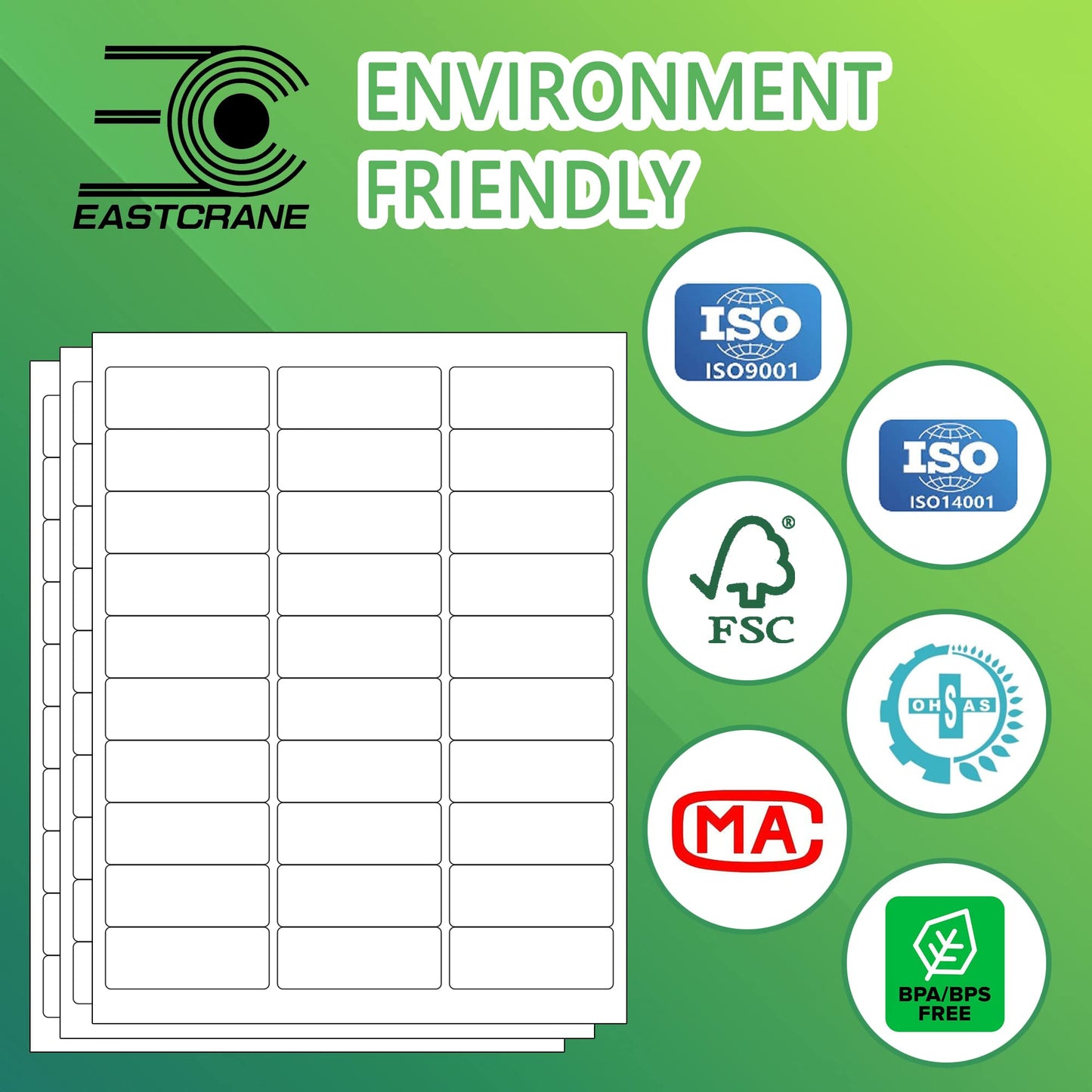 EastCrane 15,000 Printable Mailing Address Labels, White Blank Labels for Laser/Inkjet Printer, Permanent Adhesive