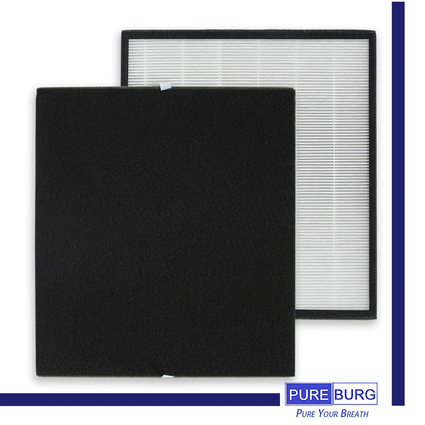 PUREBURG Replacement Filter Compatible with GermGuardian AC5900WCA Air Purifier Filter J FLT5900, 1-Pack H13 HEPA Activated Carbon Pre-Filters For Dust Odors Clean
