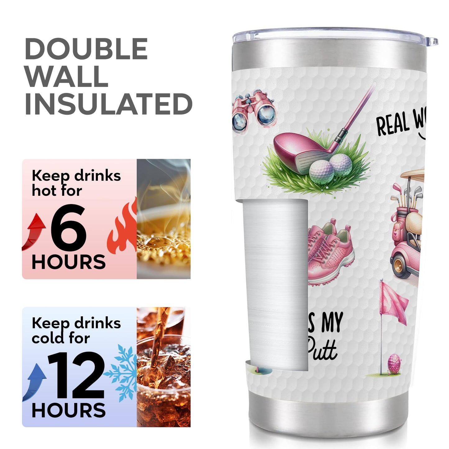 FUNITZ Golf Gifts for Women Golfers, Funny Pink Golf Tumbler for Female Golfer, Unique Golfing Gifts For Women - Golfing Travel Mug, Christmas, Ladies Golfer Mothers Day for Mom, Girlfriend