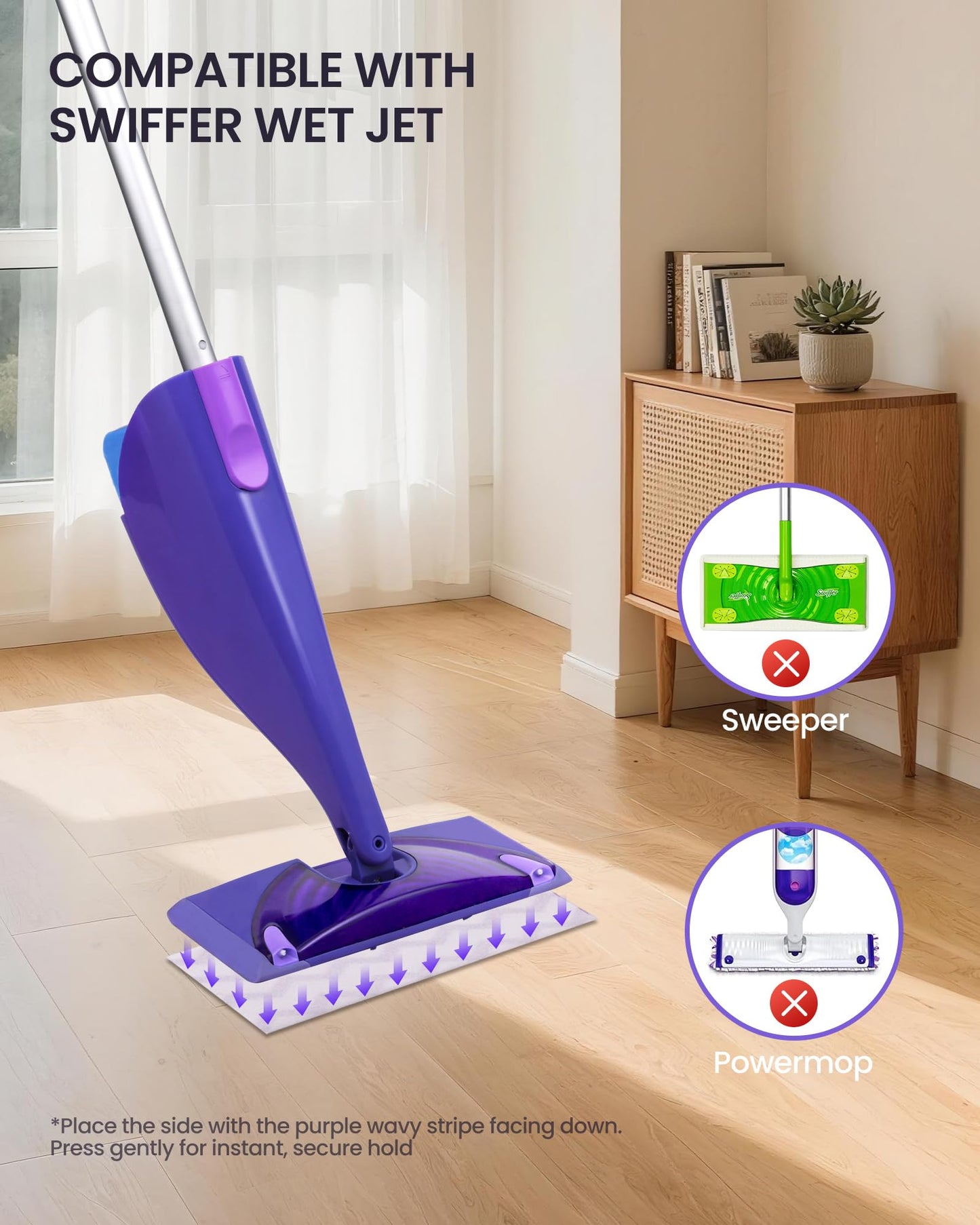 Wet Jet Refills, 50 Count Microfiber Wet Jet Pads for Swiffer Mop, Disposable Multi Surface Swifter Pads Refill, Floor Cleaner for Mopping, Heavy-Duty Absorbent and Stickiness