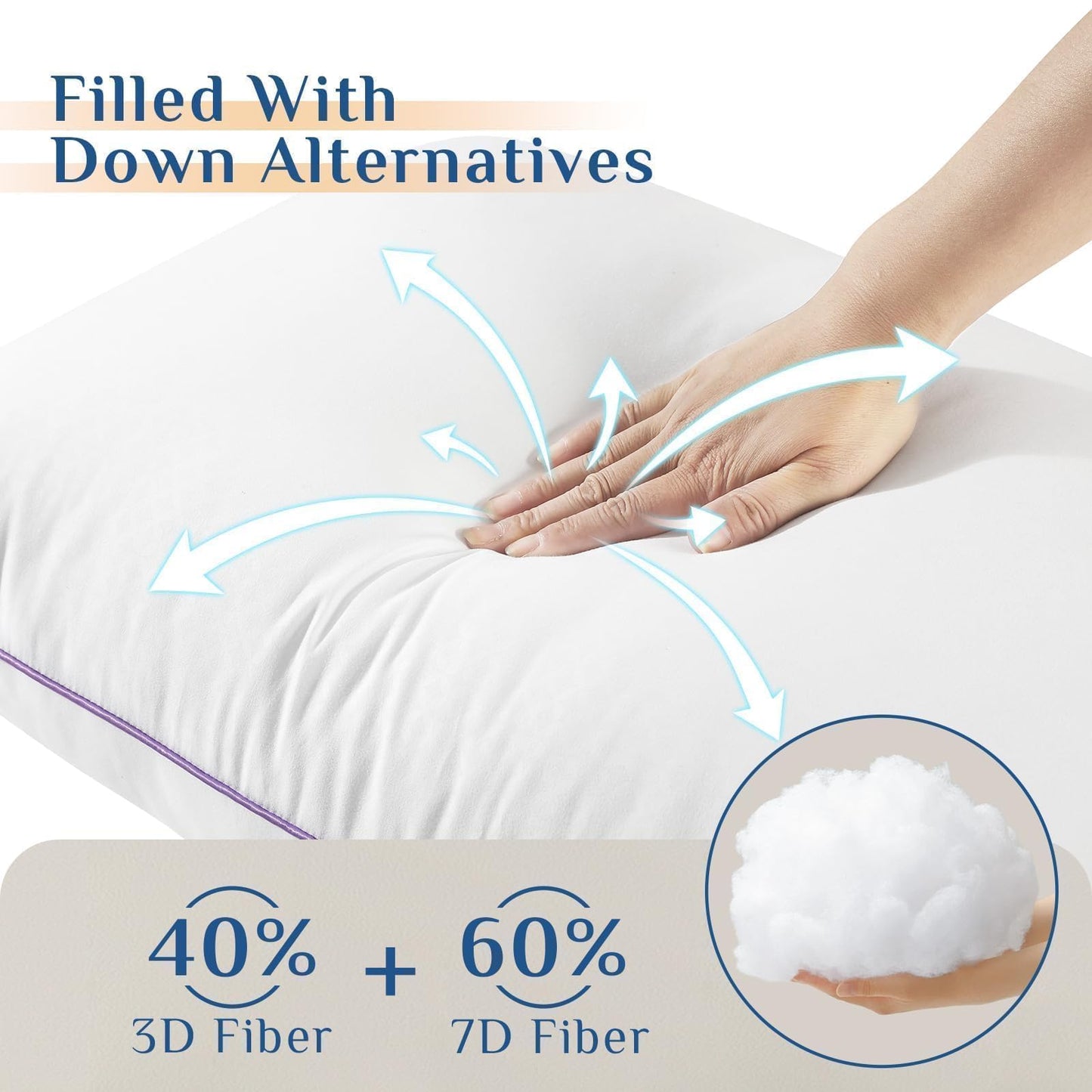 JOLLYVOGUE Pillows King Size Set of 2, Washable Supportive Bed Pillows with Super Soft Down Alternative Fill, Luxury Fluffy Hotel Quality for Side, Back, and Stomach Sleepers