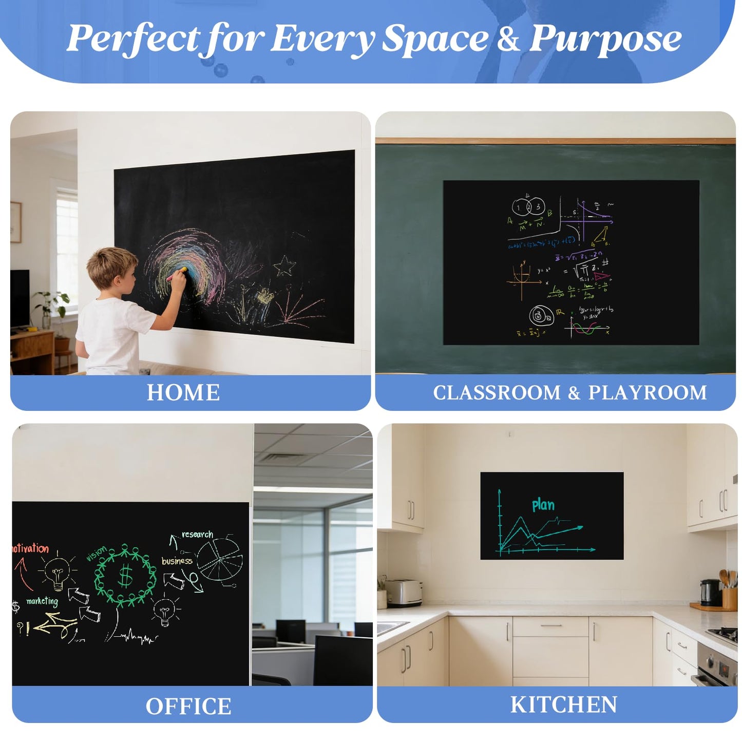 TJJINI Magnetic Chalkboard Contact Paper Adhesive 23" x 35.43", Magnetic Chalkboards for Wall, Peel and Stick Wall Decal for Classroom Home Includes Dustless Chalks and Wiping Cloth