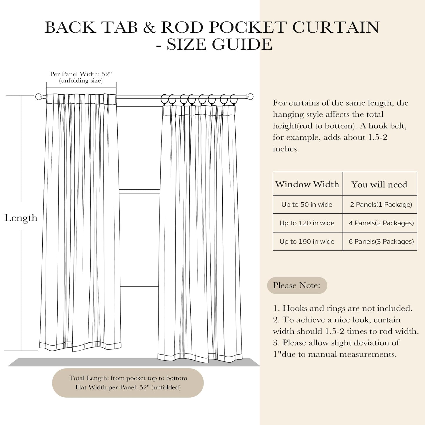 PONY DANCE Blackout Curtains 96 inch Long, Room Darkening Ceiling to Floor Curtains for Bedroom, Thermal Insulated Drapes for Living Room Window, Back Tab/Rod Pocket, 52 Inch Wide, 2 Panels, Black