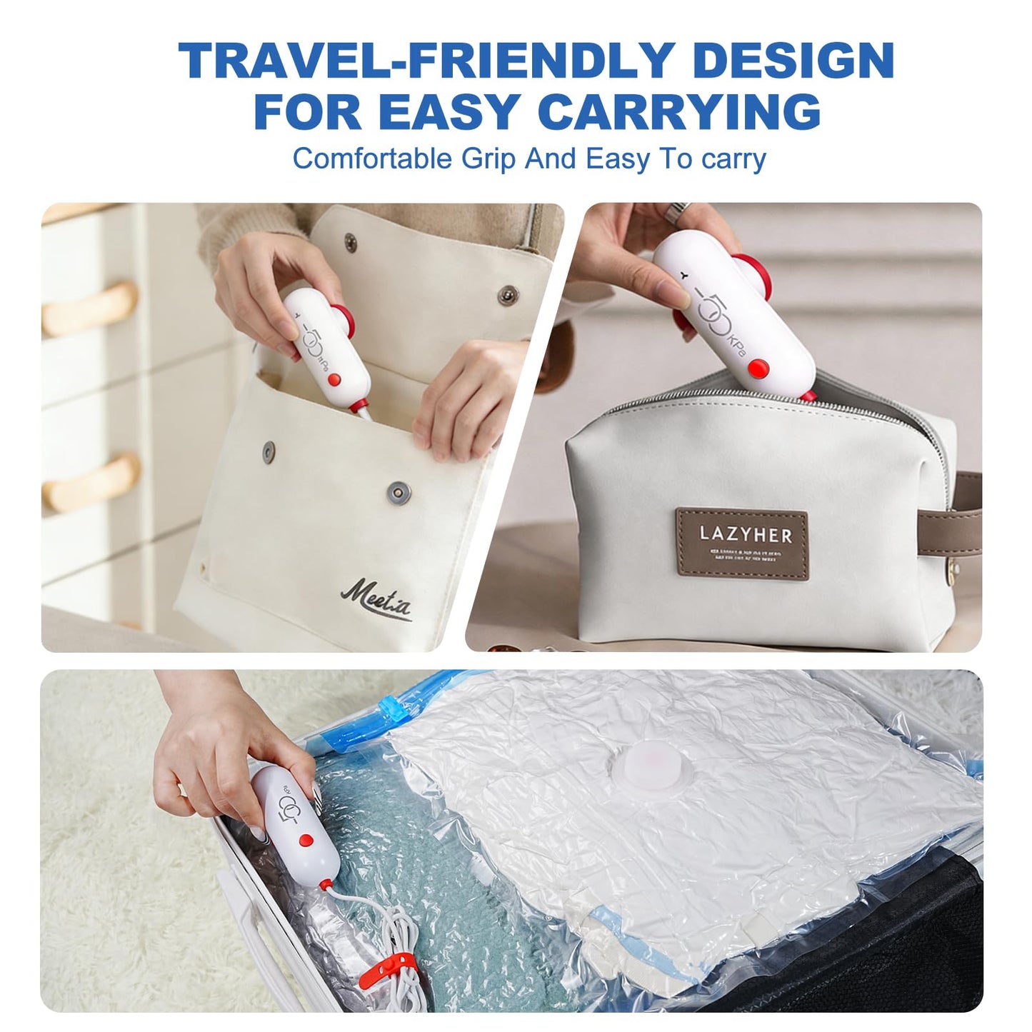 VMstr Vacuum Seal Bags for Clothing Travel, Vacuum Storage Bags with USB Electric Pump, Compression Space Saver for Luggage Suitcase 18 Combo Bags + USB Pump