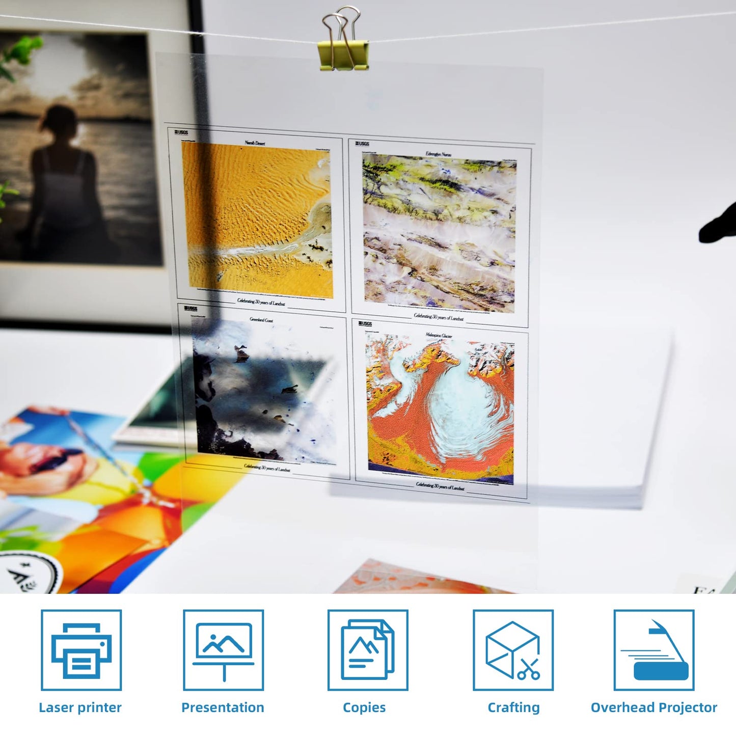 Uinkit Inkjet Transparency Film 8.5x11 200Sheets OHP Overhead Projector Film for DIY Crafting 100% Clear Transparency Paper For Inkjet Printer (200, 8.5x11)