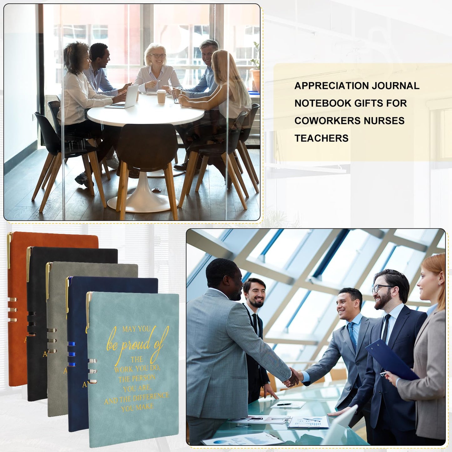 Kosiz 20 Pcs/ 10sets Employees Appreciation Gifts Bulk Inspirational A5 Leather Notebooks Journal with Motivational Ballpoint Pens for Coworker Back to School Graduation Teachers Gifts (Multicolor)