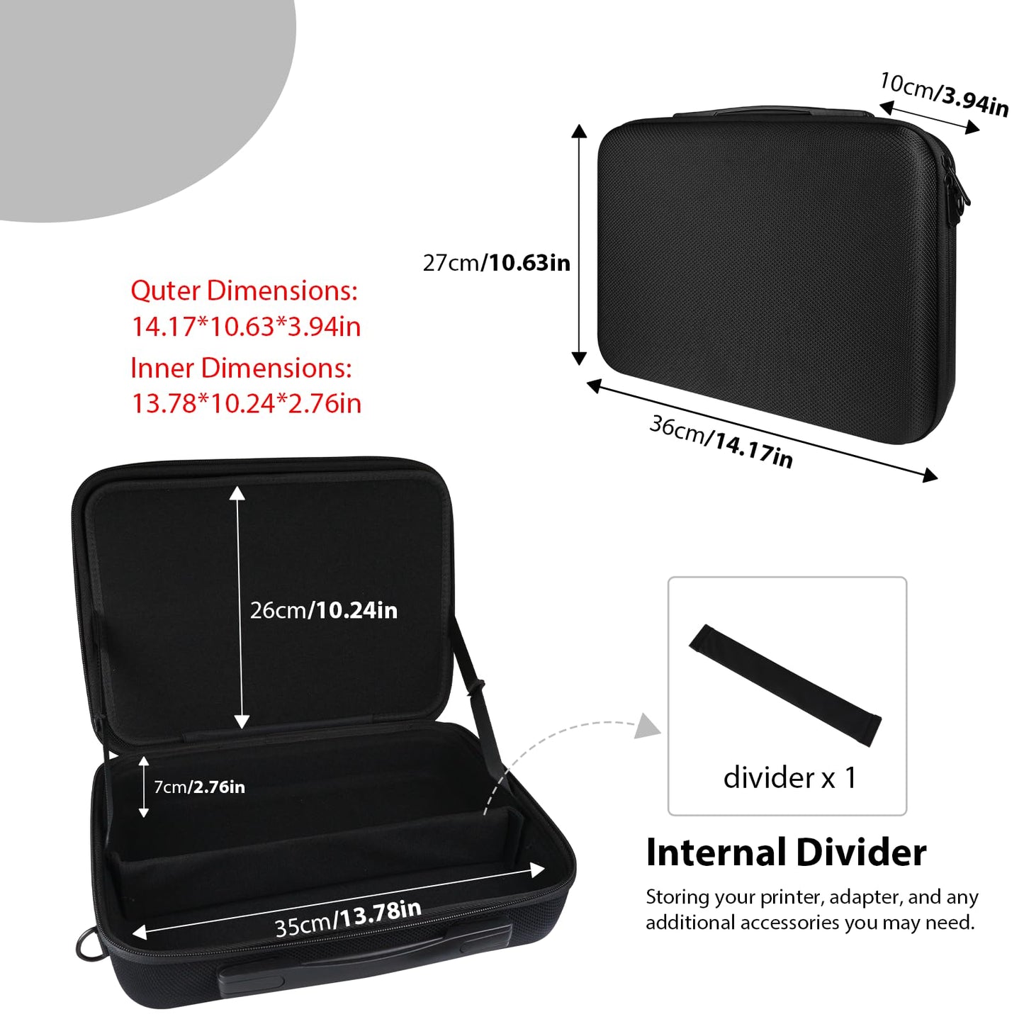 LVKAYCE Hard Case for Canon PIXMA TR160 / TR150 / iP110 Wireless Mobile Printer, Portable Printer Storage Bag with Adjustable Shoulder Strap for Travel (Case Only)