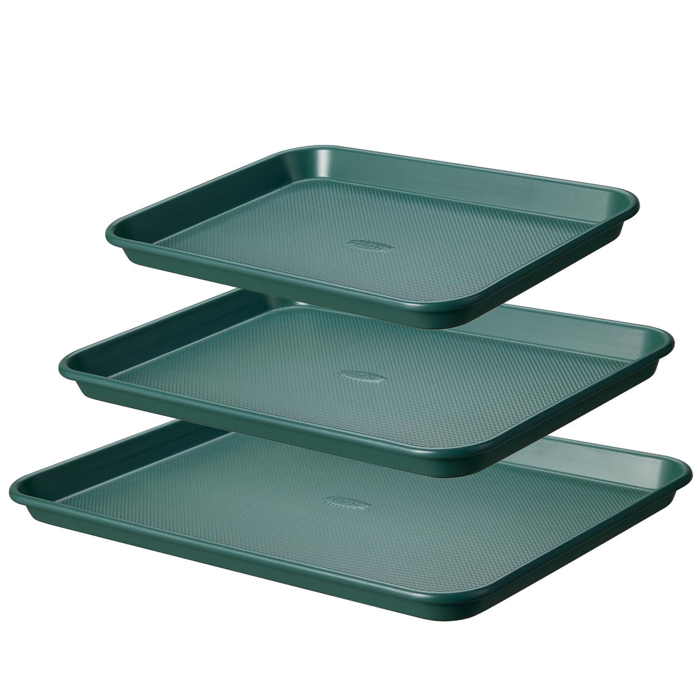 CAROTE 3-Piece Baking Pan Set - Bakeware Set, Baking Sheet Set Including 13 Inch 15 Inch 17 Inch Sheet Pan, Cookie Sheet for Baking, Deep Olive Green