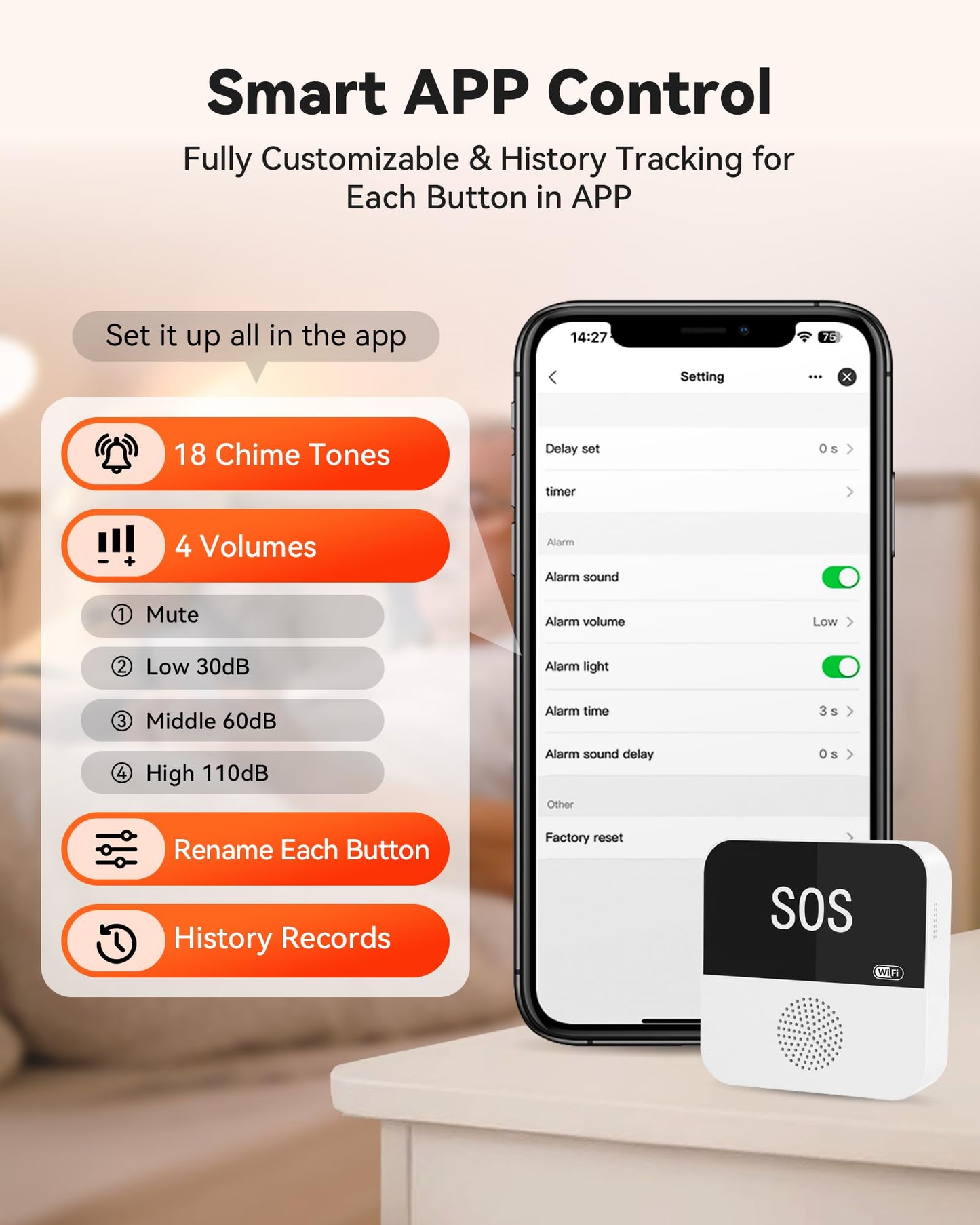 PILSAMAS WiFi Caregiver Pager Wireless Call Button with App Alert, Medical Alert Systems for Seniors No Monthly Fee with 2 Emergency Call Button, Alert Button for Seniors at Home