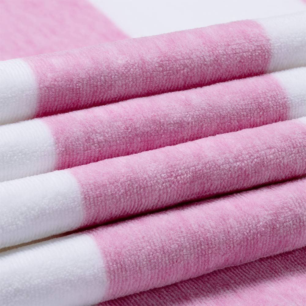 HENBAY Cotton Oversized Beach Towel - Large 70 x 35 Inch Pool Towel, Rose Red Striped Quick Dry Swimming Cabana Towel