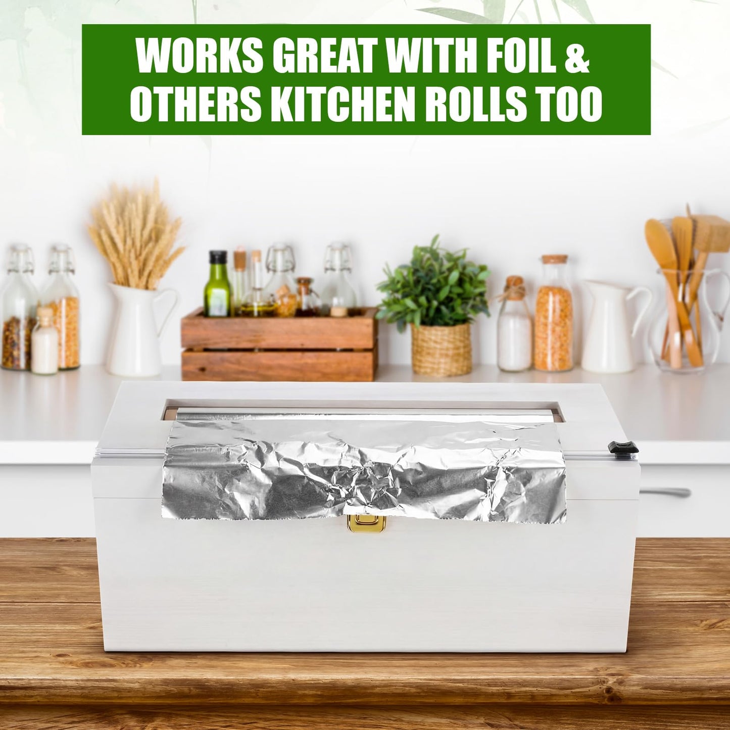 BrightRow 12" Commercial Plastic Wrap Dispenser with Cutter & Roller Heavy Duty Holder for 3000ft Film 1000ft Foil Roll for Restaurant Kitchen Foodservice