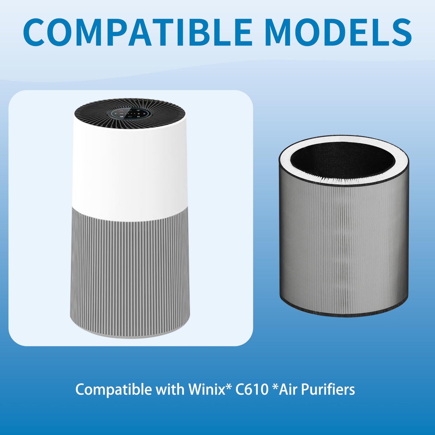 Alvamoyle C610 Replacement Filter Z, 1712-0121-00 Compatible with Winix C610 Air Purifier, Z Filters, 2 Pack