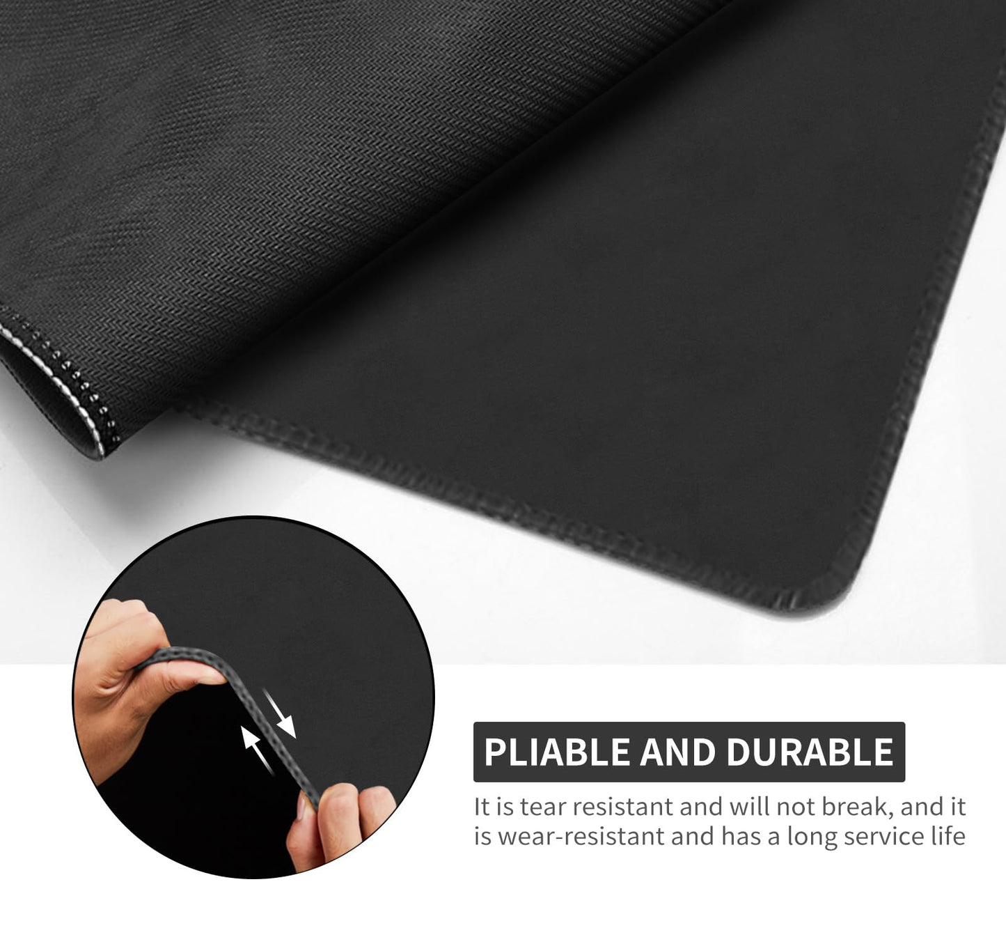 LERYG Large Tabletop Game Playmat, Water and Stain Resistant Non-Slip Desk Mat, Mahjong and Card Game MAT with Thick Stitched Edge, Cushioned Rubber Base (140 * 70cm*2mm) Black