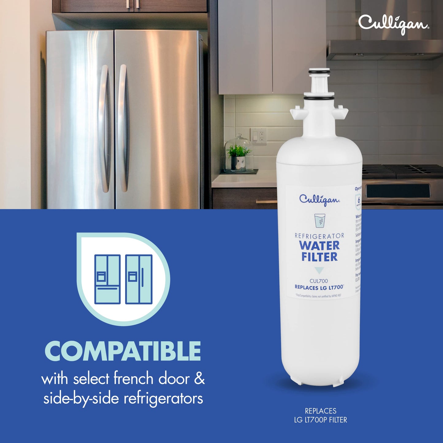 Culligan CUL700 Refrigerator Water Filter Replacement for LG Water Filter (LT700P) Replace Every 6 Months Pack of 1