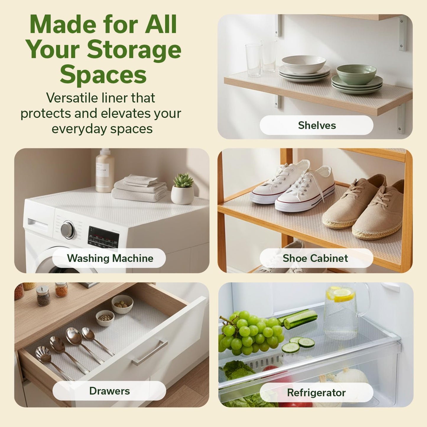 EVALAND Shelf Liners for Kitchen Cabinets Non-Adhesive 19.6" x 33 FT Clear Drawer Liner Non Slip, Washable Cabinet Liner, Waterproof Shelf Liners for Cabinets, Refrigerator Bathroom Pantry - Thickened