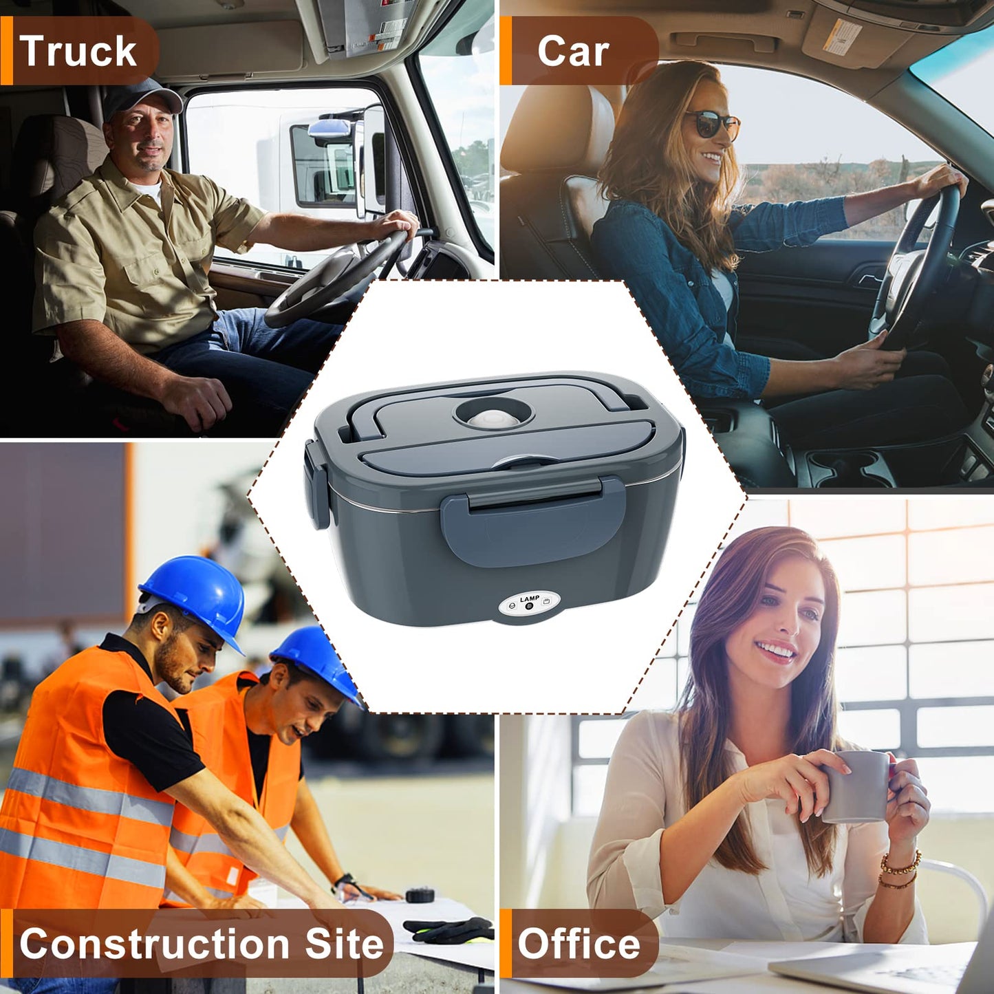 Electric Lunch Box for Adults,Portable Heated Lunch Box Food Warmer 80W Fast Heating Lunchbox 12/24/110/220V,1.5L Lonchera Eléctrica Portátil Car/Truck/Driveror/Dad/Husband, Gift for Fathers Day